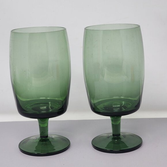Vintage‎ Emerald Green Gorham Crystal Goblets Set Of 2 - Picture 2 of 8